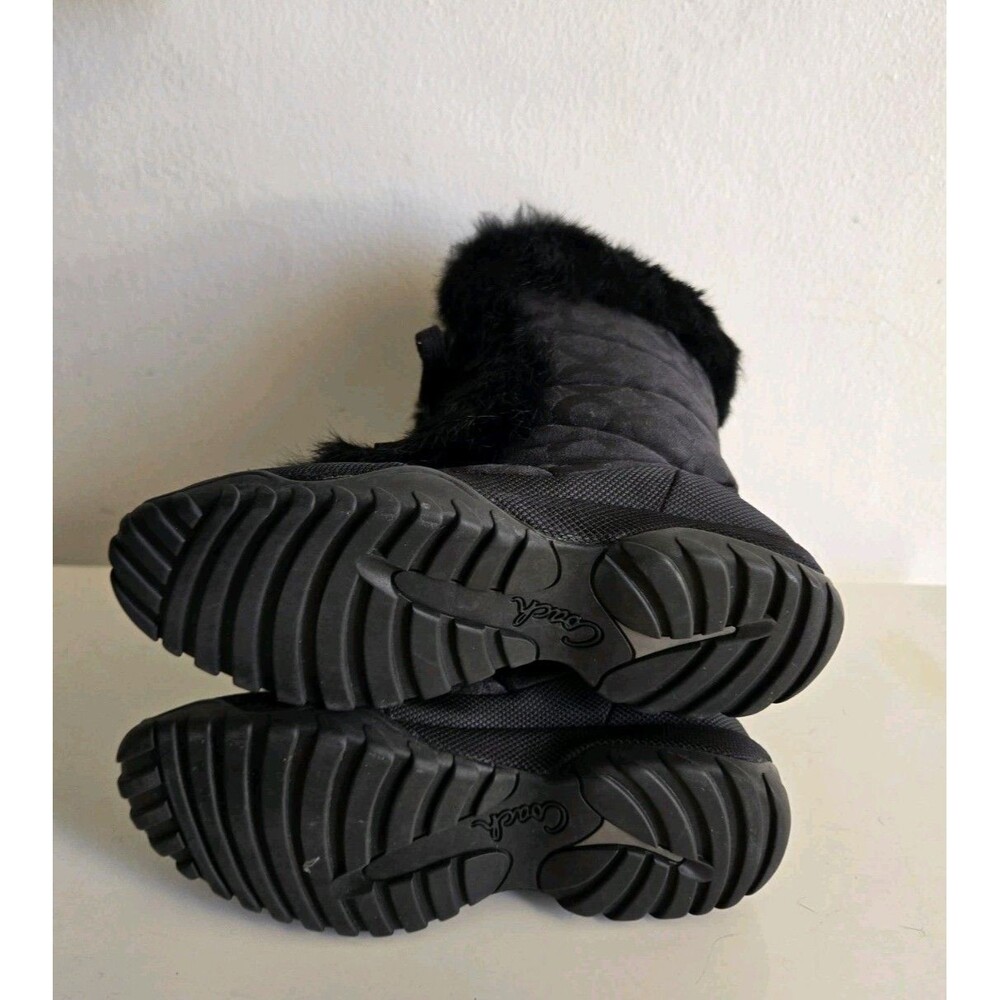 Coach Jennie Q522 Rabbit Fur Trim Monogram Jacquard Snow Boots Black Size 6.5B - Picture 7 of 7